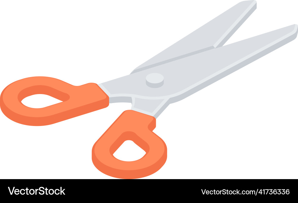 Sharp Scissors with Red Handles - Isometric vector image