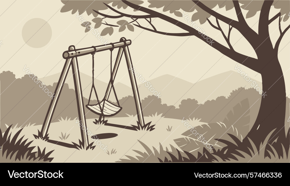 Swing unter Baum gesetzt in Felddesign generative ai vektorbild