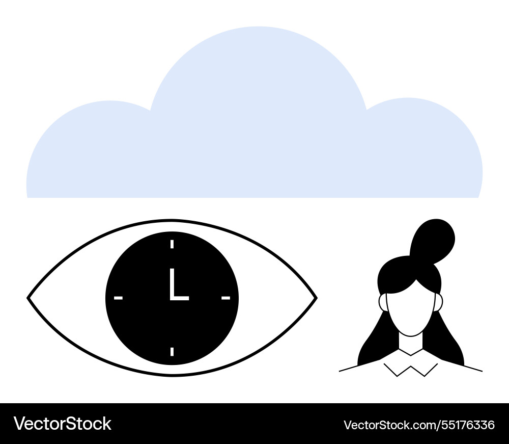 Time management concept with cloud computing eye Vector Image