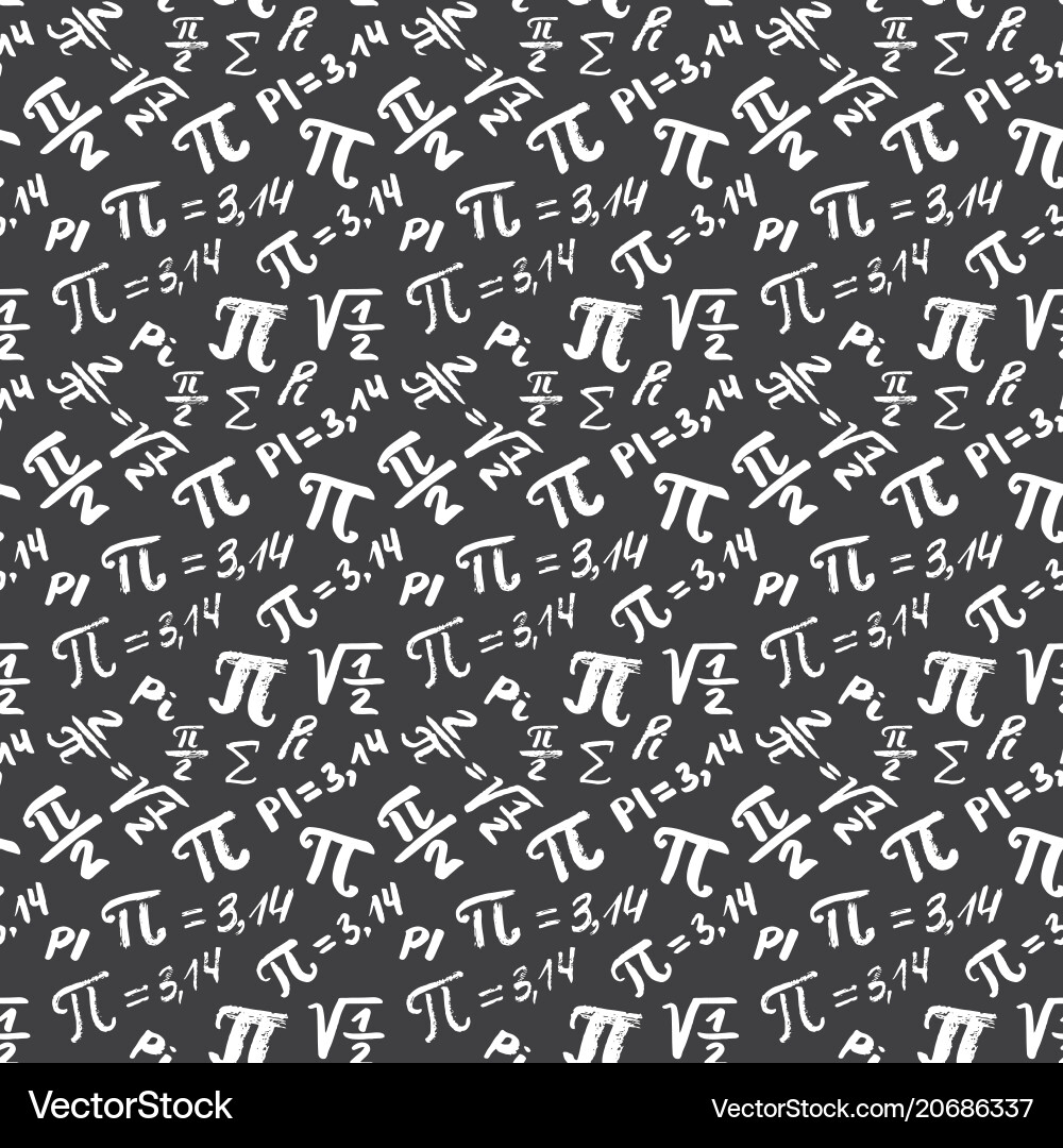 Pi symbol seamless pattern hand drawn sketched vector image