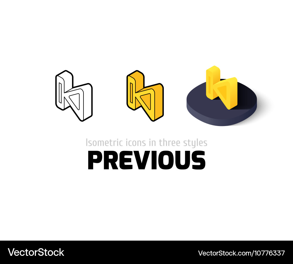 Previous icon in different style vector image