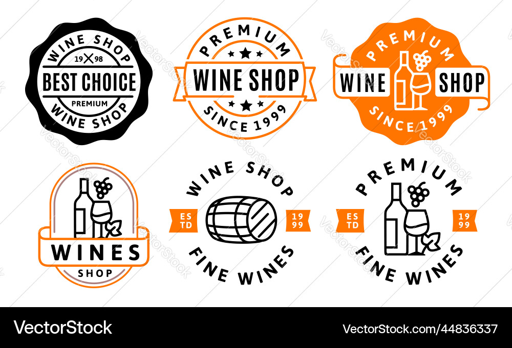 Wine stamp set symbol design of label Wine stamp set symbol design of label vector image