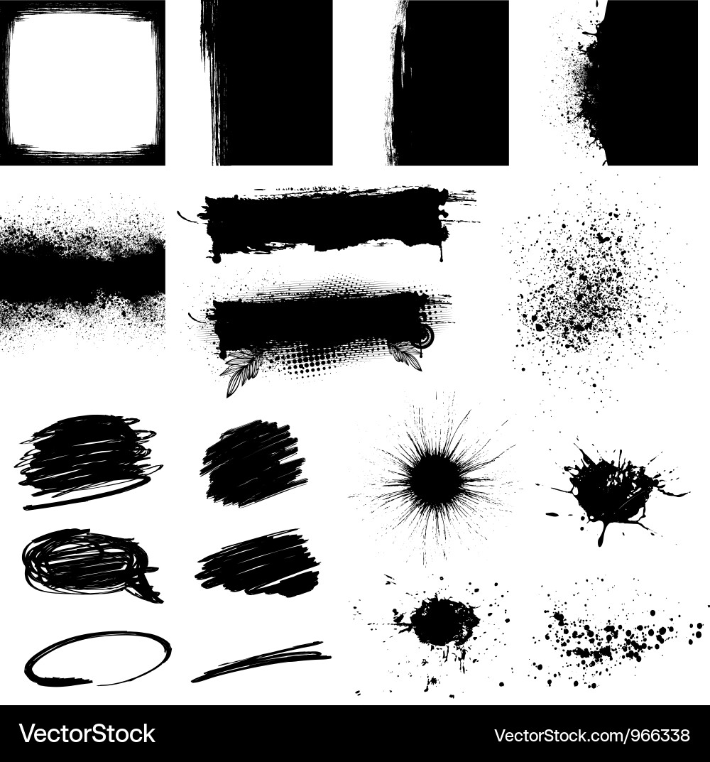 Black Grunge Elements - Splatter & Texture Vector Image