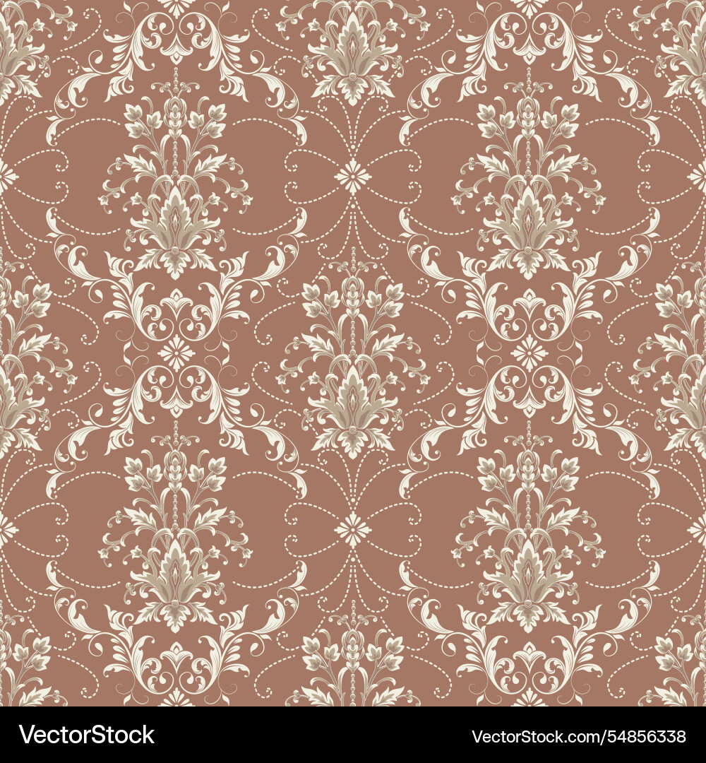 Damask mocha mousse seamless pattern element Damask mocha mousse seamless pattern element vector image
