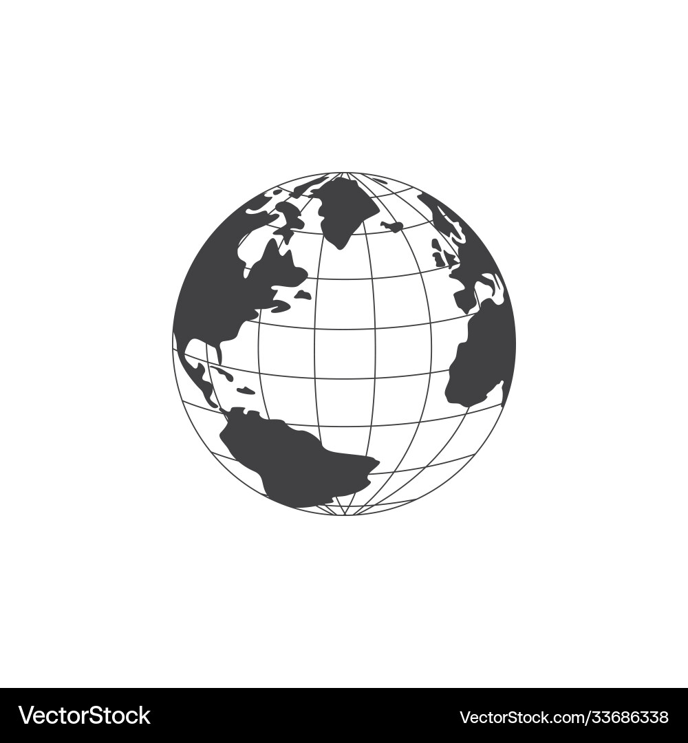 Earth globe black and white symbol or icon Vector Image