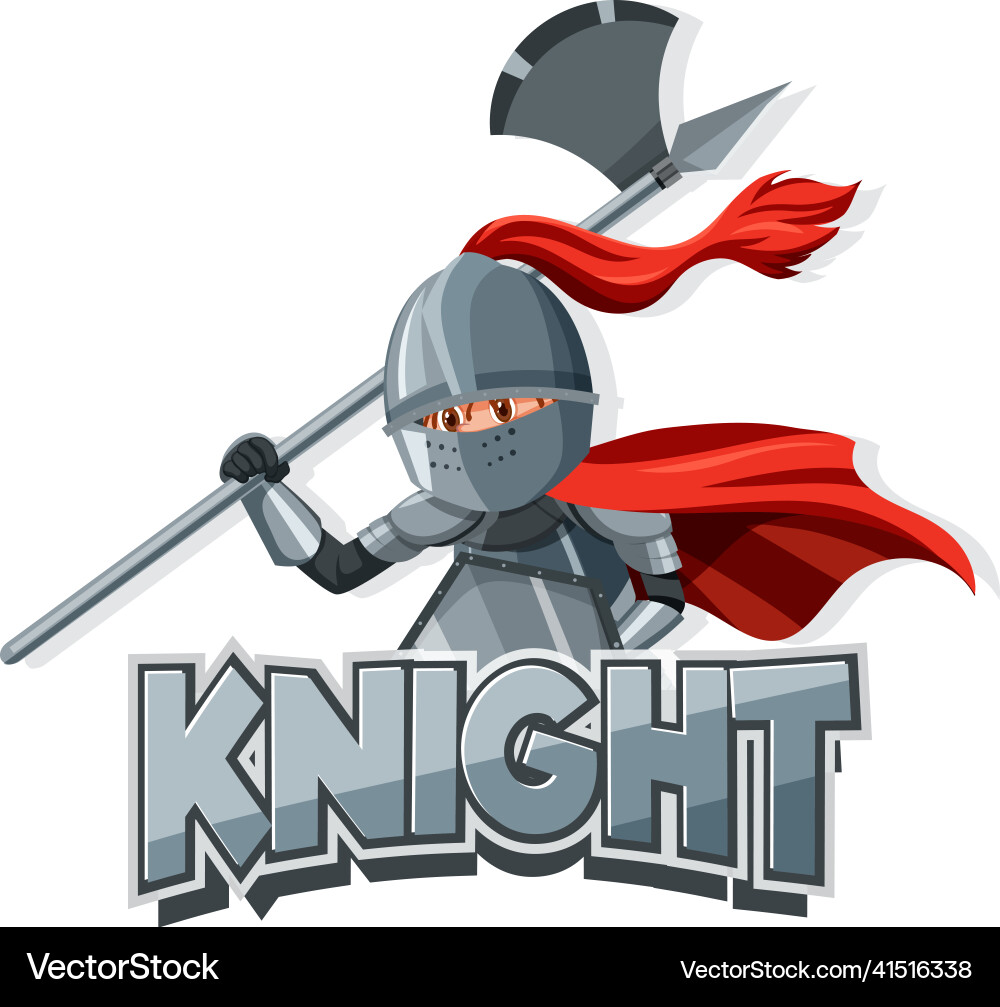 Knight font logo with a medieval vector image