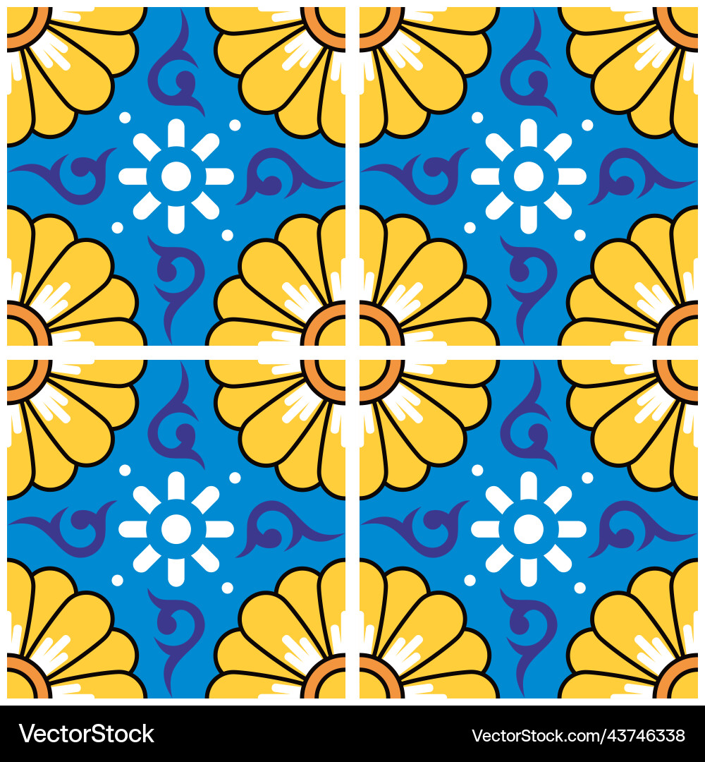 Mexican talavera style tile seamless pattern Mexican talavera style tile seamless pattern vector image