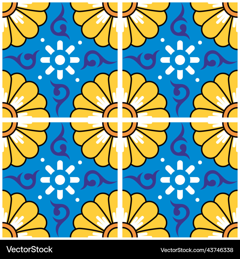 Mexican talavera style tile seamless pattern vector image