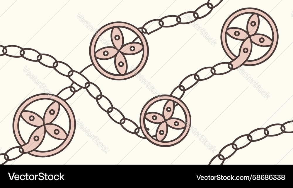 Ornate chain pattern with keys and decorative Vector Image