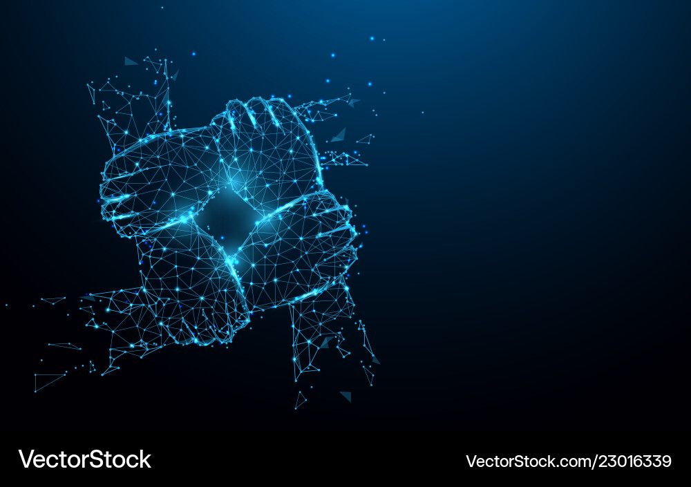 Hand united together form lines and particle Vector Image