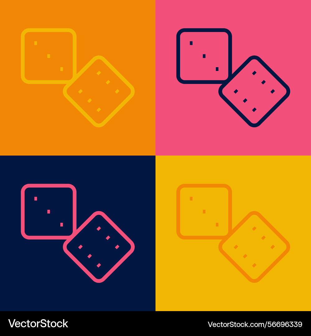 Pop art line game dice icon isolated on color vector image