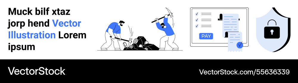 Team mining resources and secure digital Team mining resources and secure digital vector image