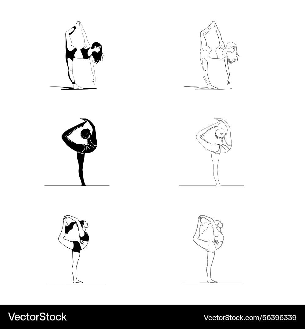 Yoga posiert Frau Silhouette mit Linie Kunst Yoga posiert Frau Silhouette mit Linie Kunst Vektorbild