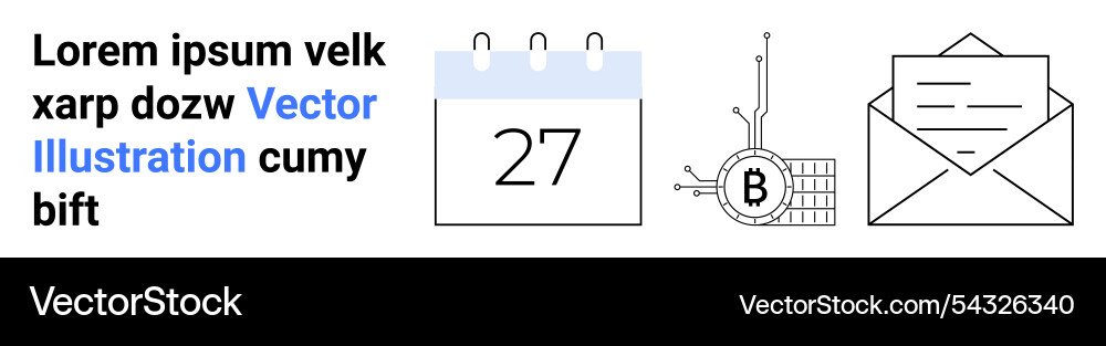 Calendar bitcoin circuit envelope and text Calendar bitcoin circuit envelope and text vector image