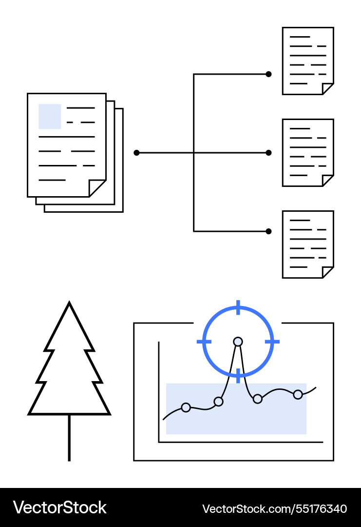 Document workflow and data analysis with nature Document workflow and data analysis with nature vector image