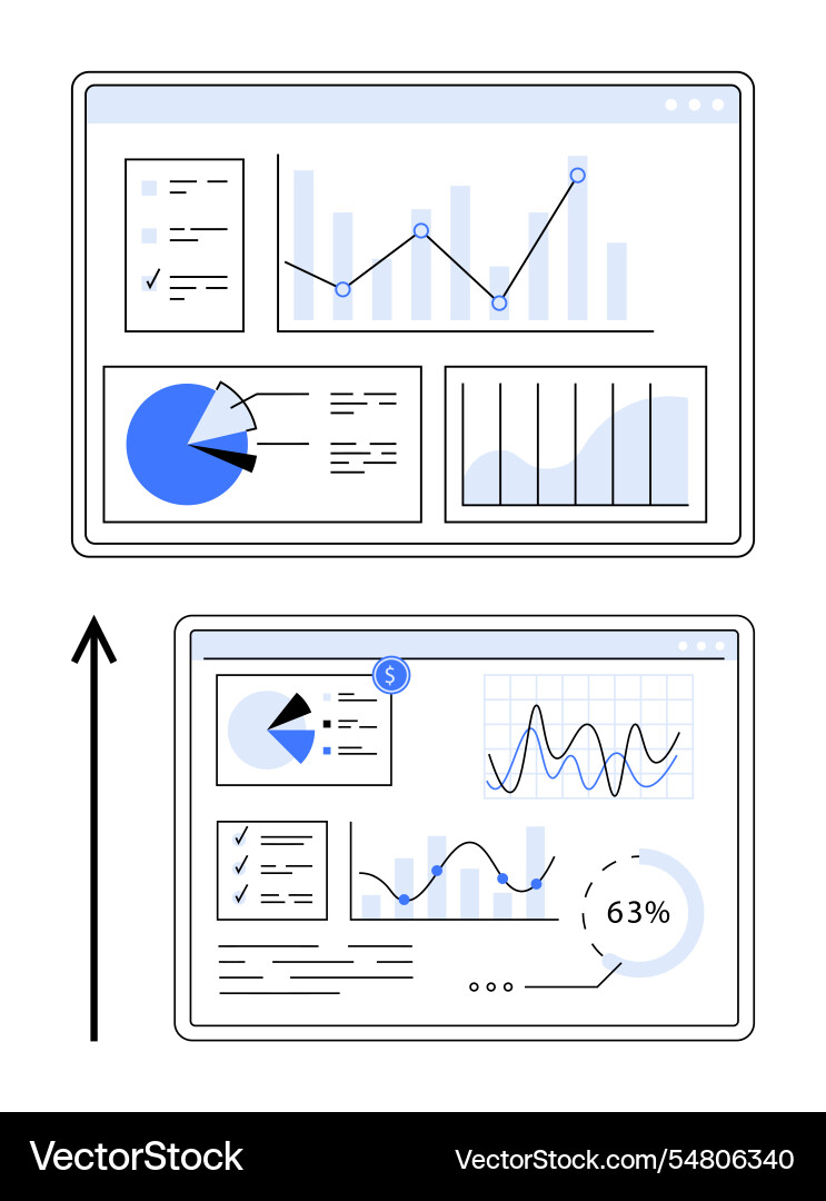 Efficient data visualization analyzing growth Efficient data visualization analyzing growth vector image