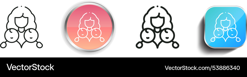 Family icon thin linear regular and button style Vector Image