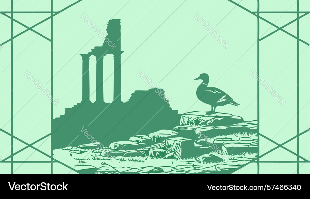 Geometric frame with statue duck design Vector Image