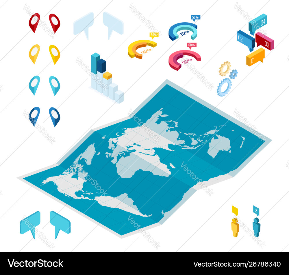 Isometric gps navigation in phone with a red Isometric gps navigation in phone with a red vector image