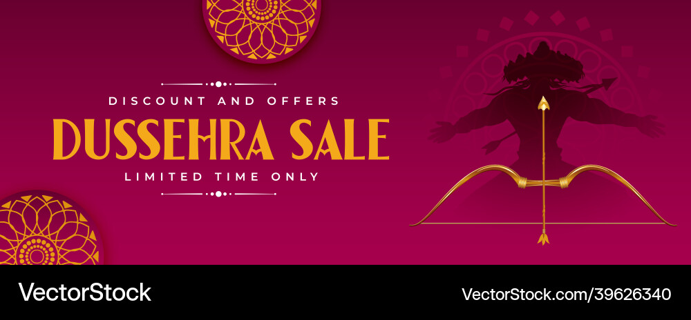 Sale banner for dussehra festival vector image