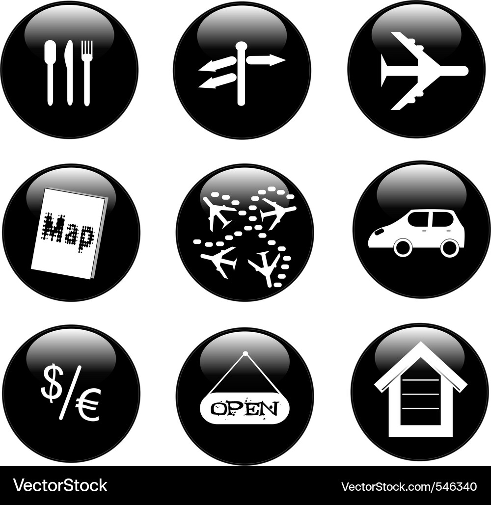 Set different black shiny button Vector Image
