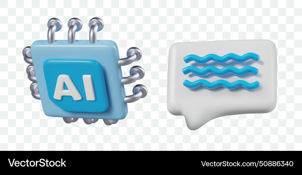 Set of 3d for ai concepts realistic Set of 3d for ai concepts realistic vector image