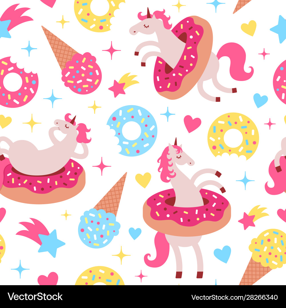 Unicorn Donut Pattern vector image