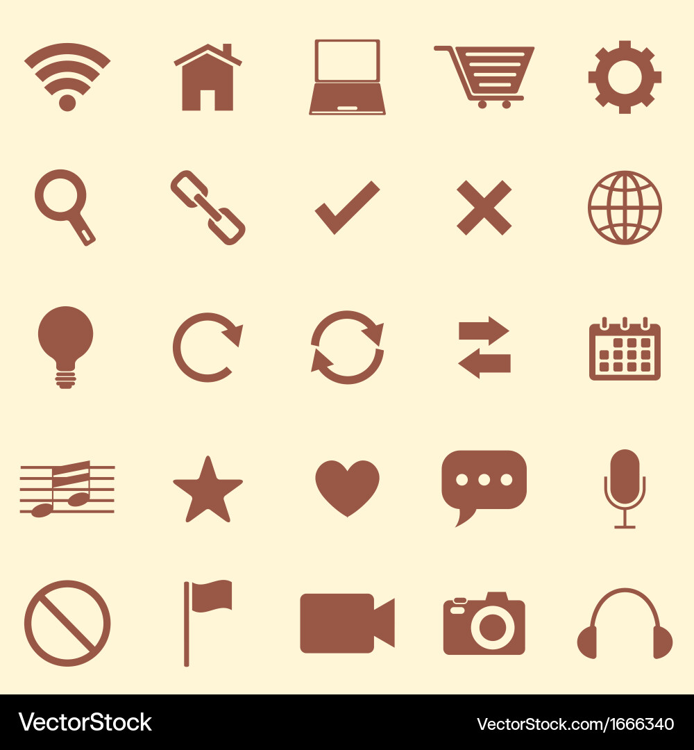Web color icons on brown background vector image