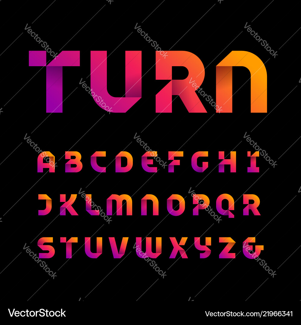 Folded Paper Font – Alphabet with Depth vector image