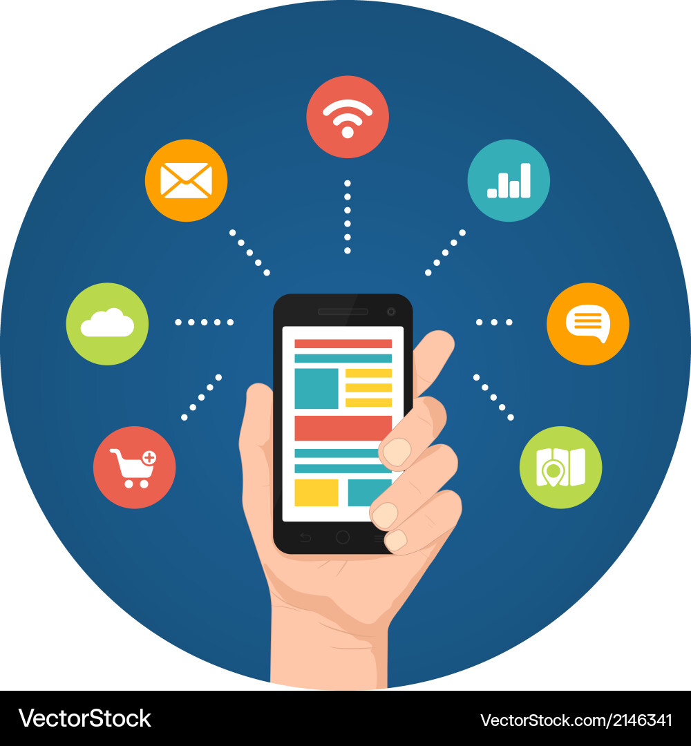 Smartphone App Icons - Connected Network vector image