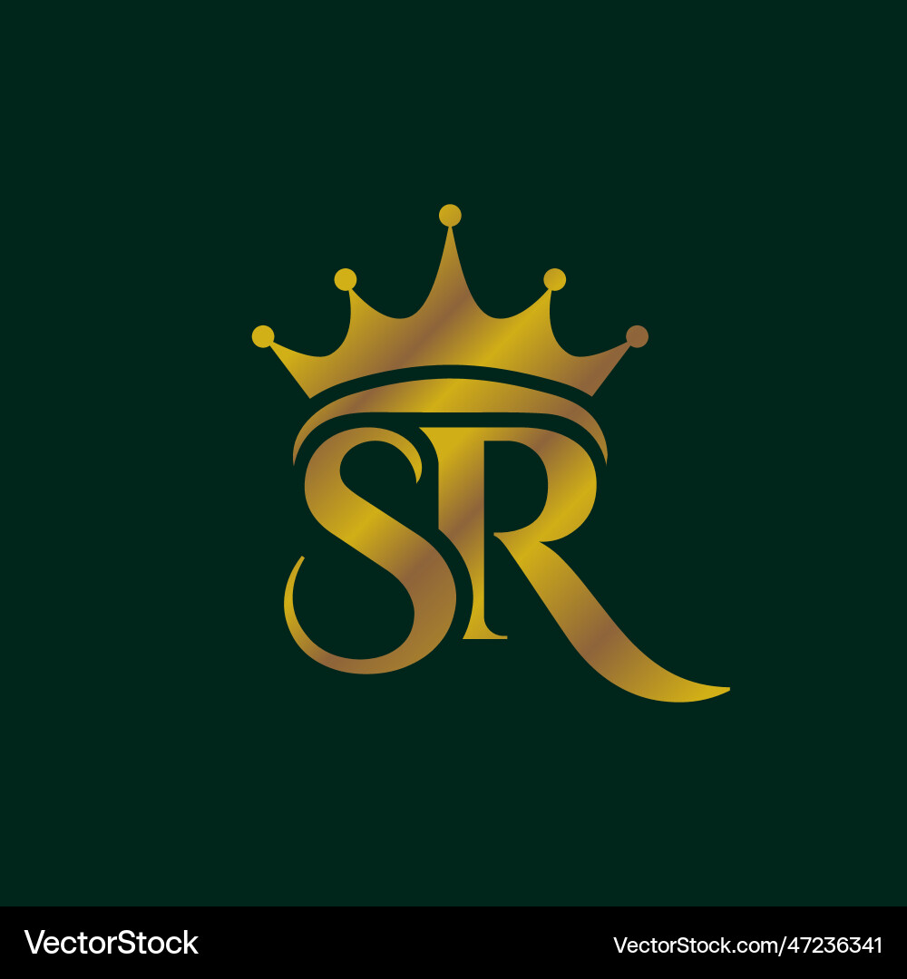Sr king queen crown royal gold elegant jewery logo Sr king queen crown royal gold elegant jewery logo vector image