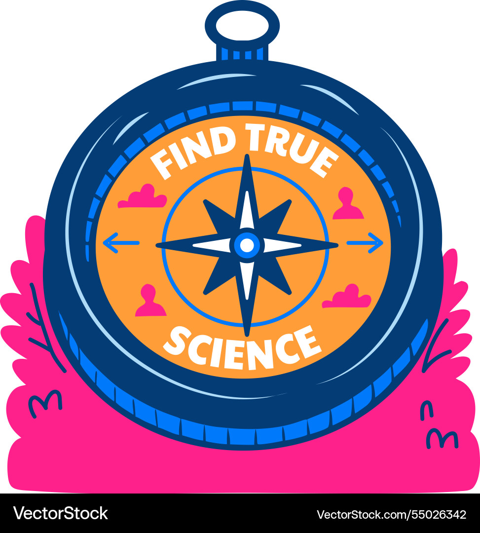 Compass tool with find true science text flat sti Vector Image