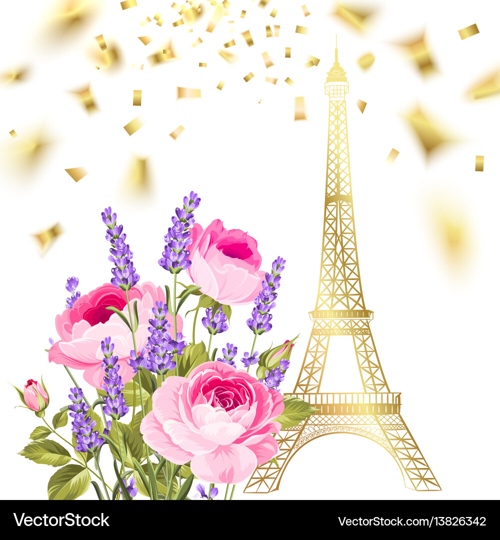 Confetti with eiffel tower Confetti with eiffel tower vector image