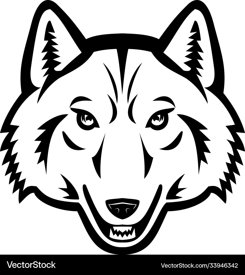 Head artic wolf front view mascot black Vector Image