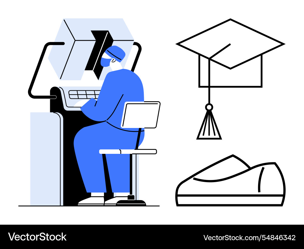 Healthcare professional using computer Vector Image