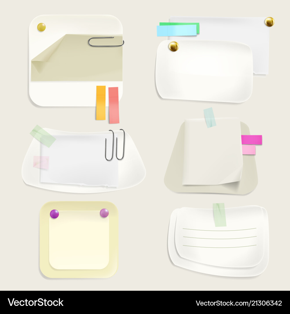 Paper message notes on clips Paper message notes on clips vector image