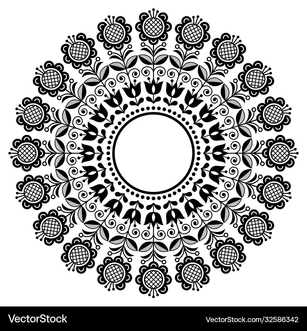 Scandinavian retro folk art mandala Scandinavian retro folk art mandala vector image