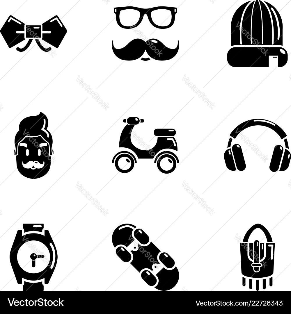Hipster aspect icons set simple style Hipster aspect icons set simple style vector image