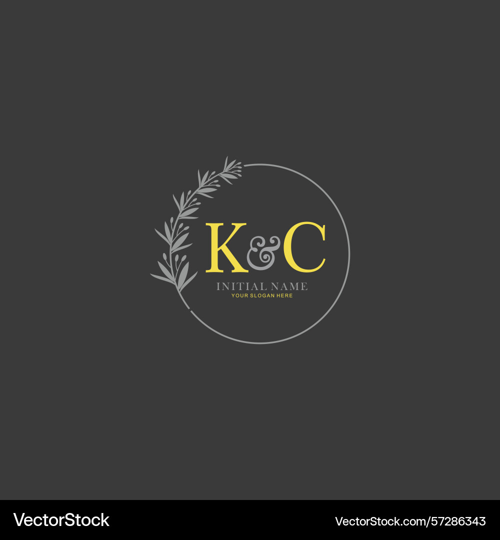 Kc initial logo templates with botanical elements Kc initial logo templates with botanical elements vector image