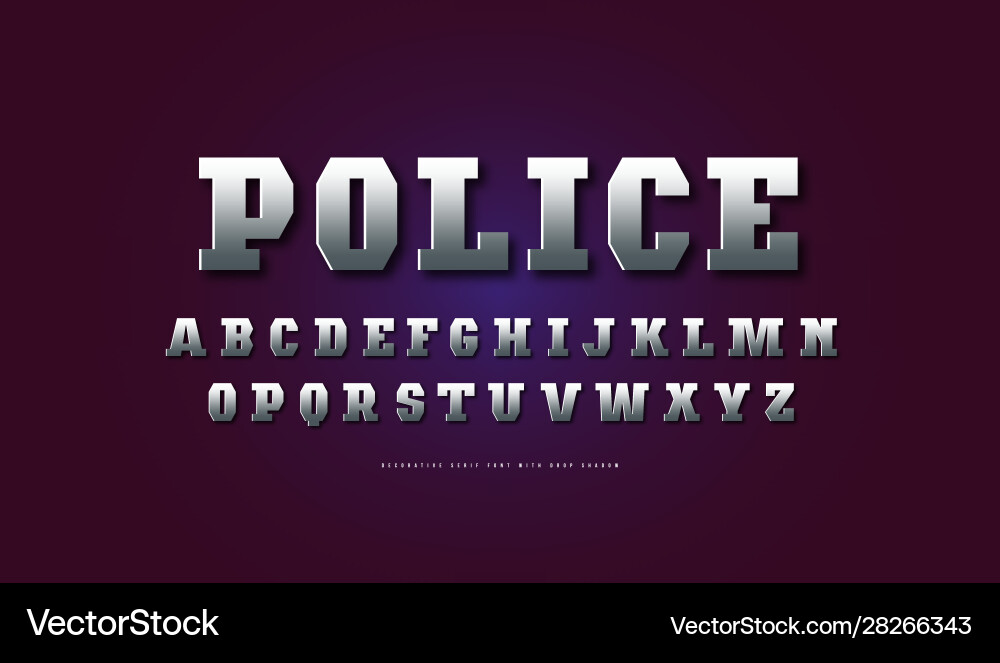 Metal Chrome Font - Bold & Geometric Vector Image