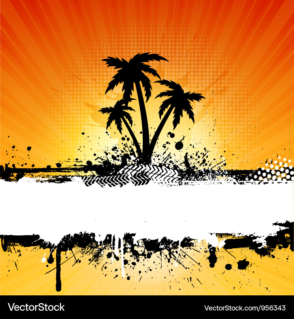 Tropisches Sonnenset Splash Vektorbild