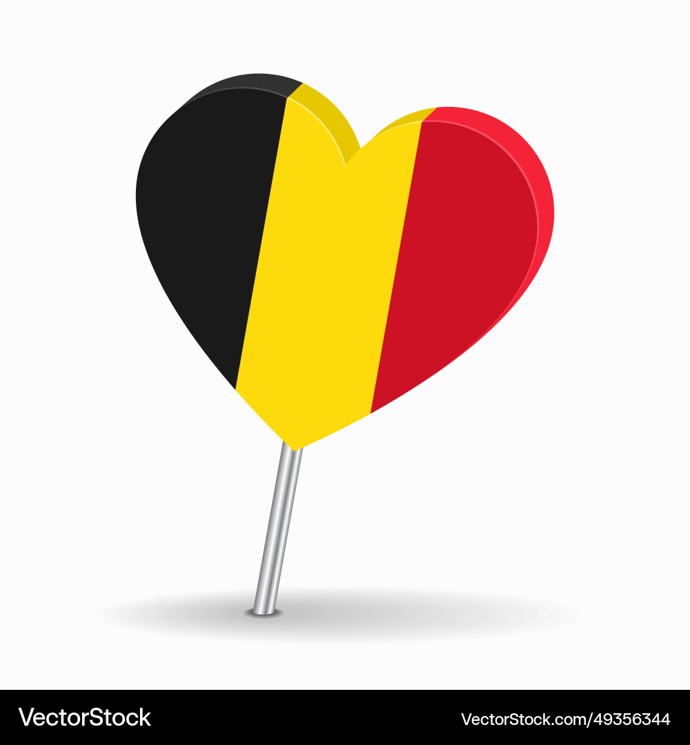 Belgian flag heart-shaped map pointer layout Belgian flag heart-shaped map pointer layout vector image