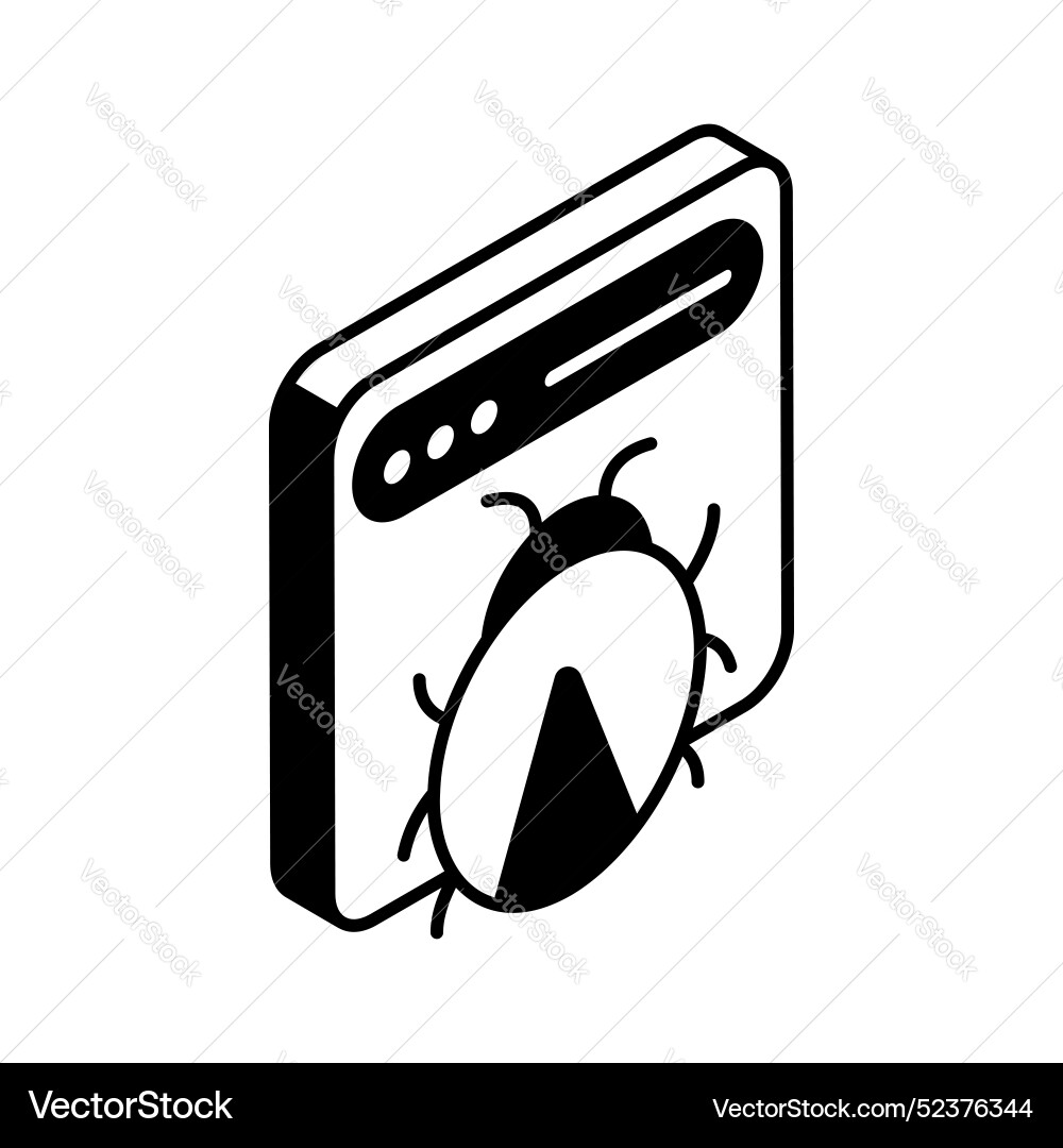 Bug on webpage showing concept isometric vector image