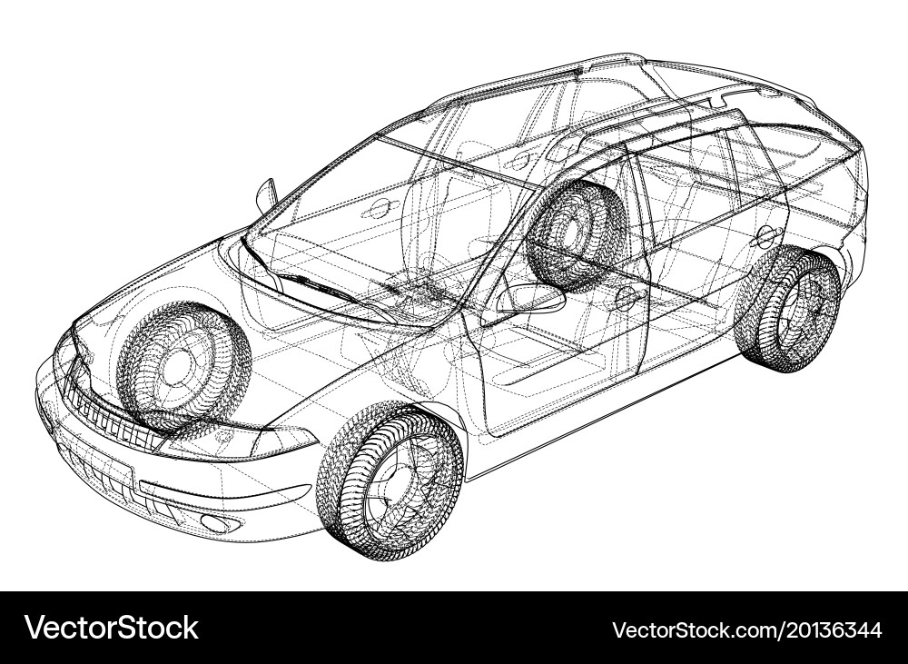 Concept car rendering of 3d vector image