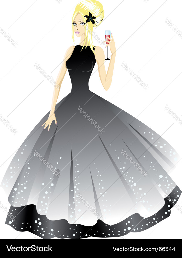 Elegante Prinzessin in grauem Kleid Vektorbild
