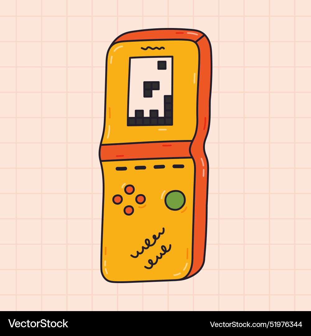 Groovy doodle retro game console from 90s and 00s Groovy doodle retro game console from 90s and 00s vector image