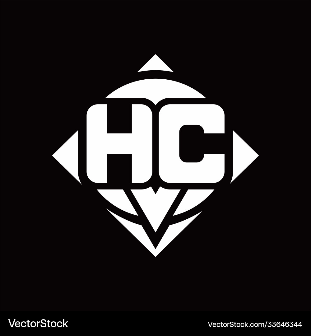 Hc logo monogram with circle shape and square Vector Image