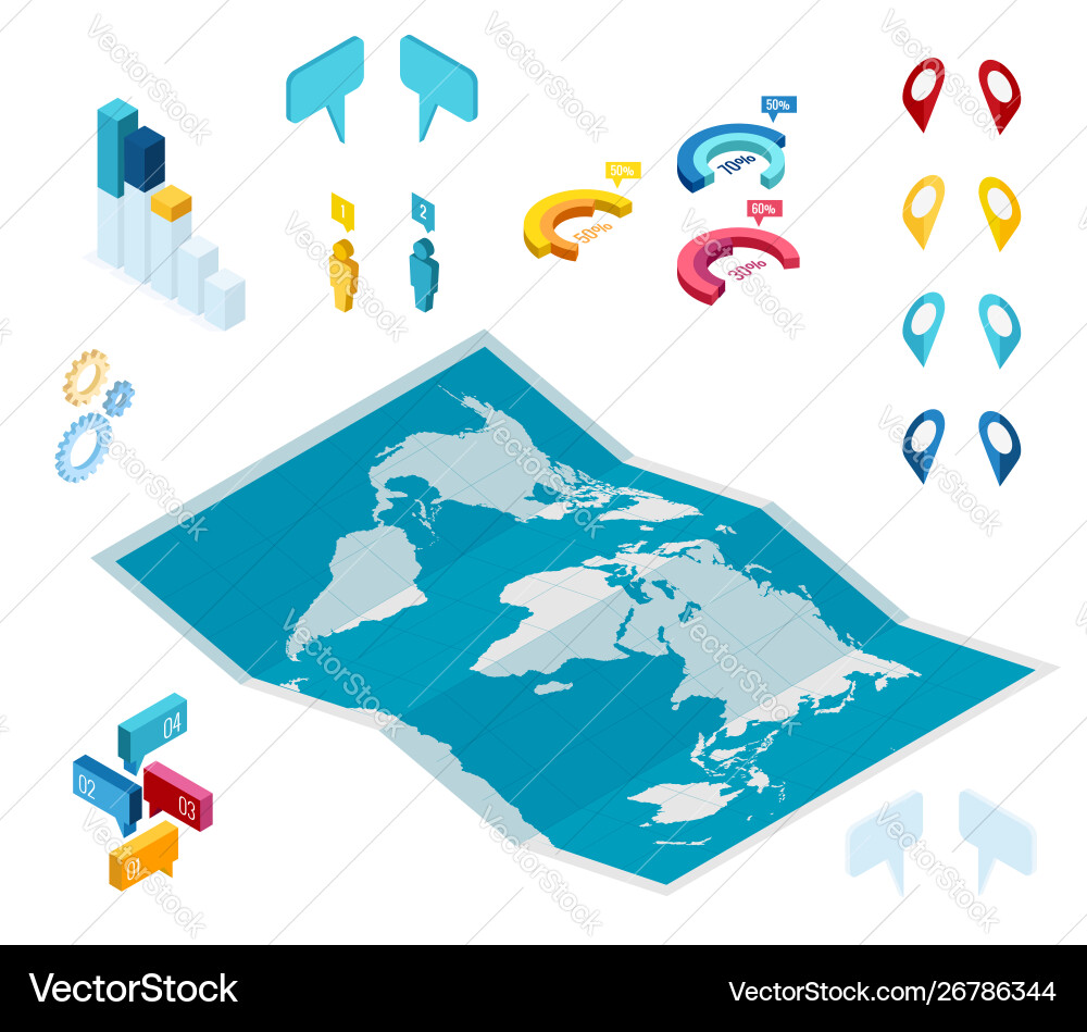 Isometric gps navigation in phone with a red Isometric gps navigation in phone with a red vector image