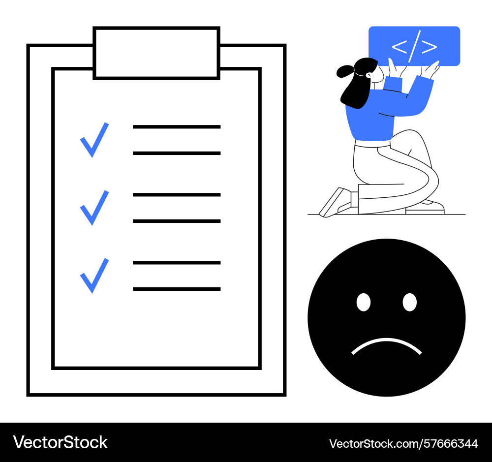 Task-Checkliste mit Entwickler Debugging-Code Task-Checkliste mit Entwickler Debugging-Code vektorbild