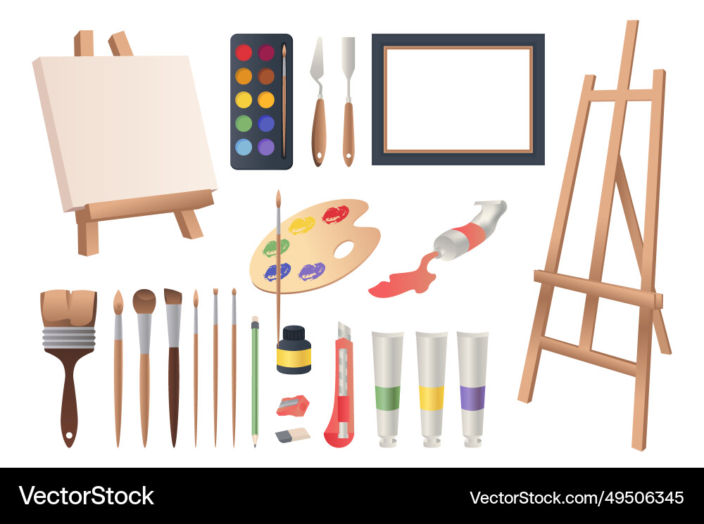 Art tools mega set in flat design Art tools mega set in flat design vector image